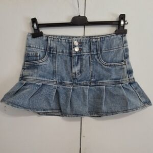 PacSun Light Blue Denim Pleated Mini Skirt, Size 25